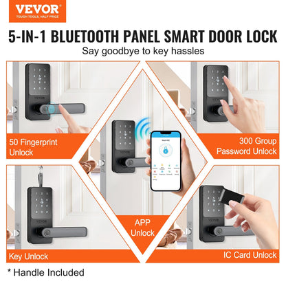 Smart Lock, 5-in-1 Smart Door Knob, Fingerprint Deadbolt With App Control, Bluetooth Smart Lock, Keyless Entry Door Lock With Handle, Biometric Door Lock, Keypad Digital Door Lock For Front Door
