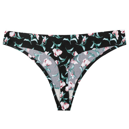 Printed Breathable One Piece Low Waist Thong Women