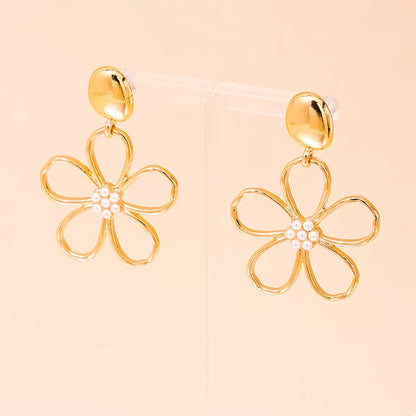 Alloy Flower Drop Earrings