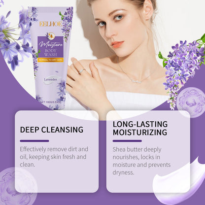 EELHOE  Lavender Moisturizing Shower Gel, Lavender Essence Cleanses And Moisturizes Skin Shower Gel