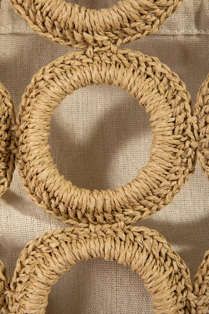 Fame Straw Round Pattern Mesh Hand Bag