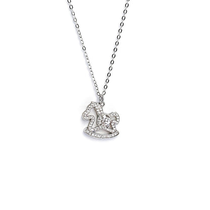 Moissanite 925 Sterling Silver Rocking Horse Necklace