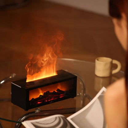 Fireplace Flame Aroma Diffuser 150ml Essential Oil Humidifier with LED Flame Effect Remote Control Timer USB