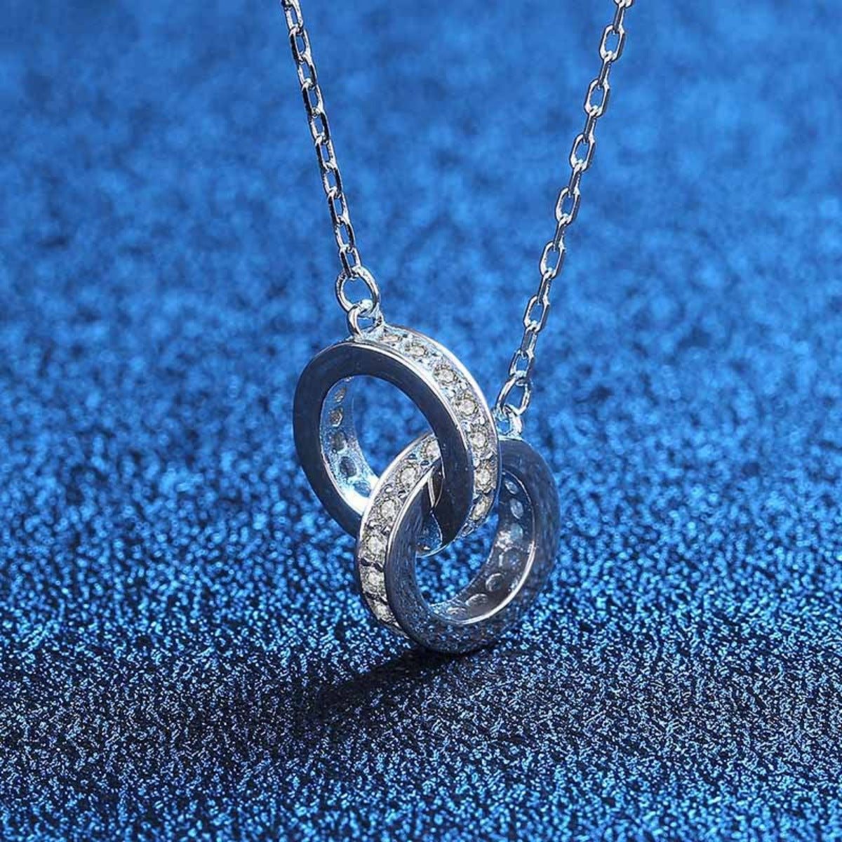 925 Sterling Silver Double Circle Pendant Necklace