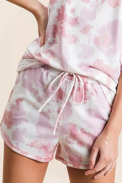 BiBi Tie Dye Print Terry Shorts With Side Pockets