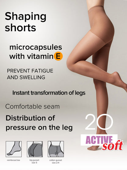 Tights Conte Active Soft 20 Den - Shaping Support with Vitamin E