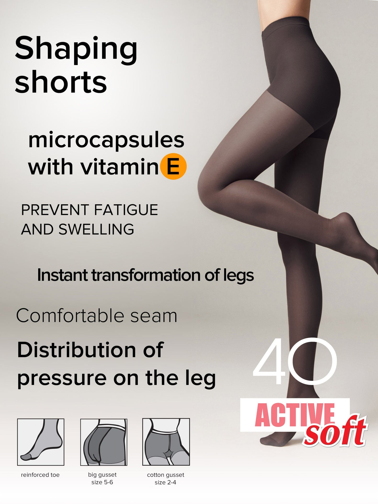 Tights Conte Active Soft 40 Den - Shaping Support with Vitamin E