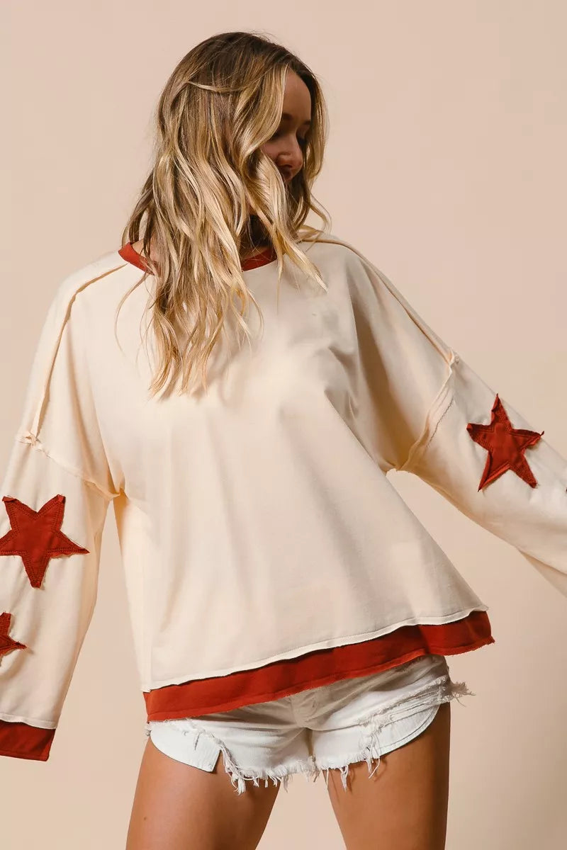 BiBi French Terry Top With Patch Detail Sweatshirt