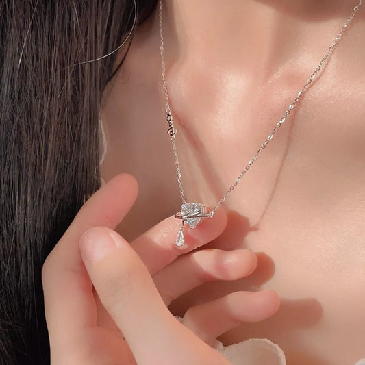 925 Sterling Silver Zircon Heart Necklace