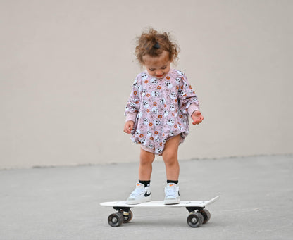Purple Floral Skulls Bamboo Bubble Romper