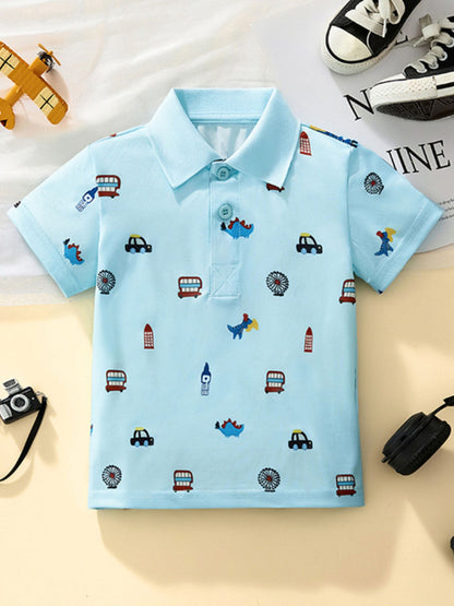 Children's Cartoon Short Sleeve Polo Shirt