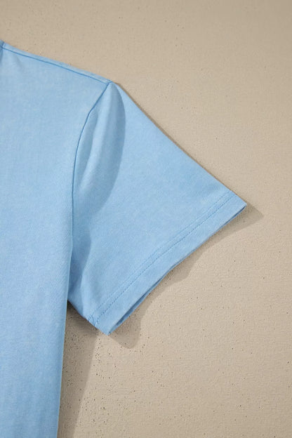 Casual V-Neck Short Sleeve Top and Skort Set