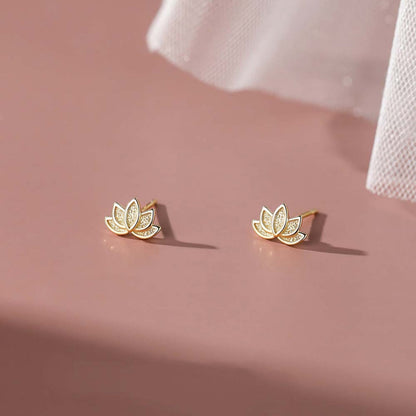 Lotus Flower Stud Earrings
