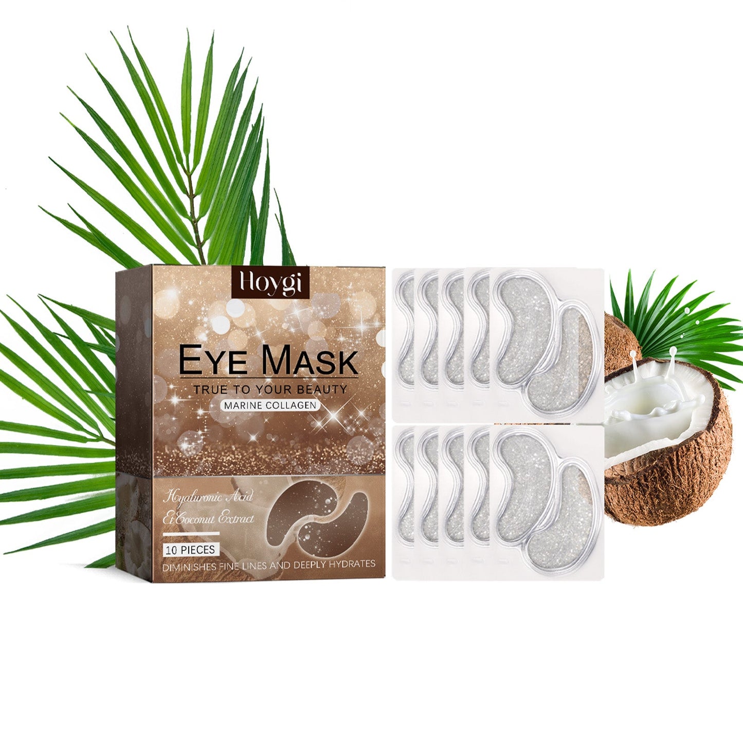 Hoygi Coconut Eye Gel Patch Reduces Fine Lines Under Eyes, Dark Circles Under Eyes, Firming Eyes, Anti-Wrinkle Moisturizing Eye Patch