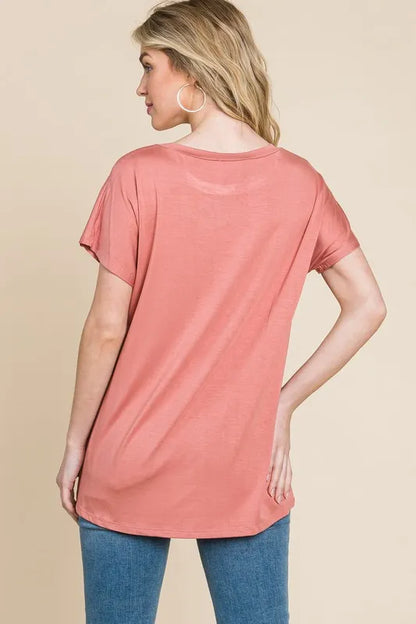 BOMBOM Leopard Chest Pocket Tee