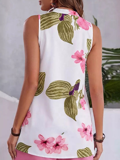 Floral Print Sleeveless Top and Shorts Set