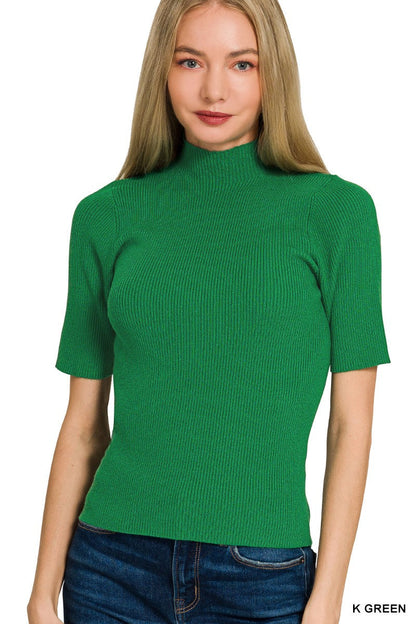 Zenana Viscose Ribbed Mock Neck Sweater
