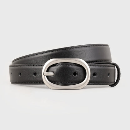 Oval Buckle Leather Belt