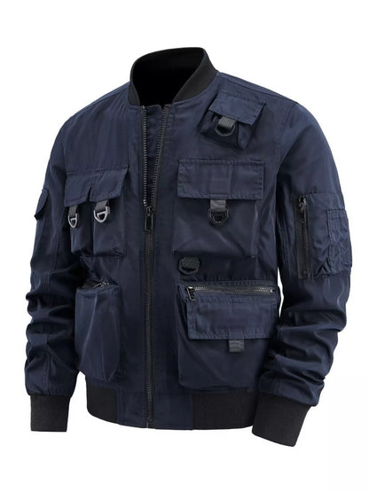 Men's Plus Size Multi-Pocket Tactical Bomber Jacket