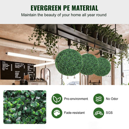 VEVOR Artificial Topiaries Boxwood Trees, 20Tall  2 Pieces , Ball Shape Faux Topiaries Plant, All Year Green Feaux Plant Decorative Balls For Backyard, Balcony,Garden, Wedding And Home