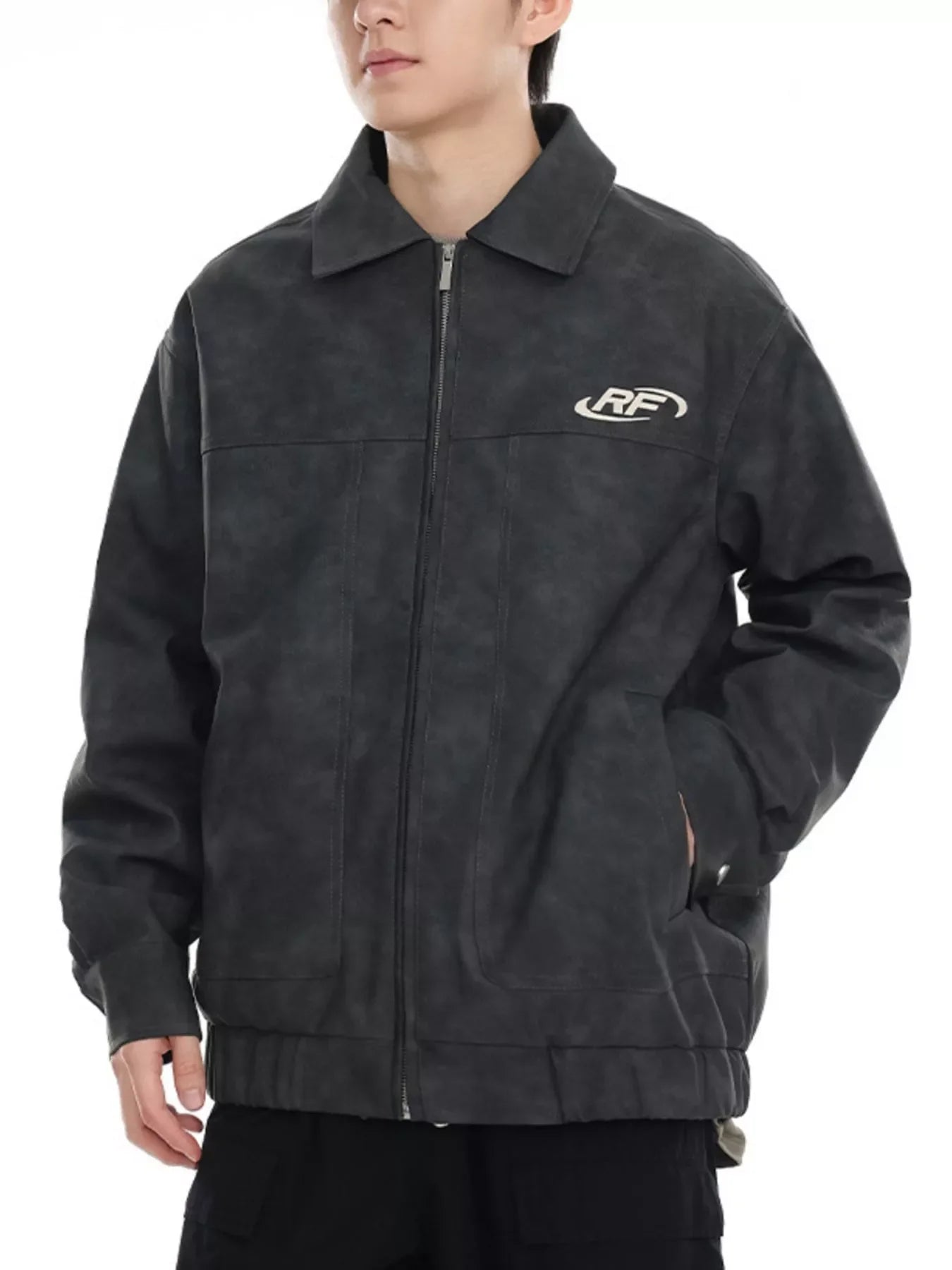 Men's Plus Size Wash Zip-Up Jacket