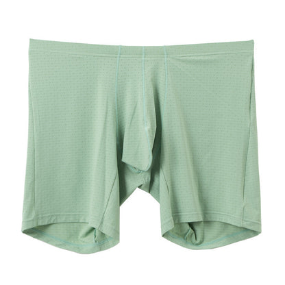 Mens Wide Sexy Sheer Chafe-resistant Solid-color Boxer Briefs