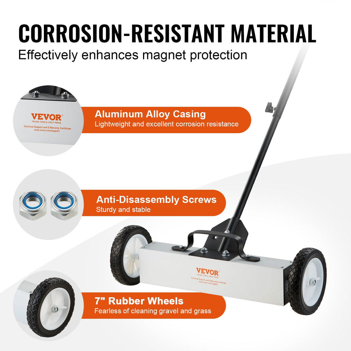 18 Inch Telescopic Wheel Rolling Magnetic Cleaning Machine