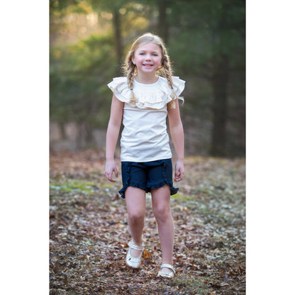 Flat Front Ruffled Denim Shorties 18m Only