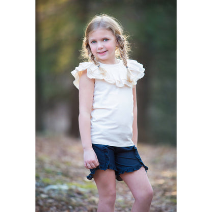 Flat Front Ruffled Denim Shorties 18m Only