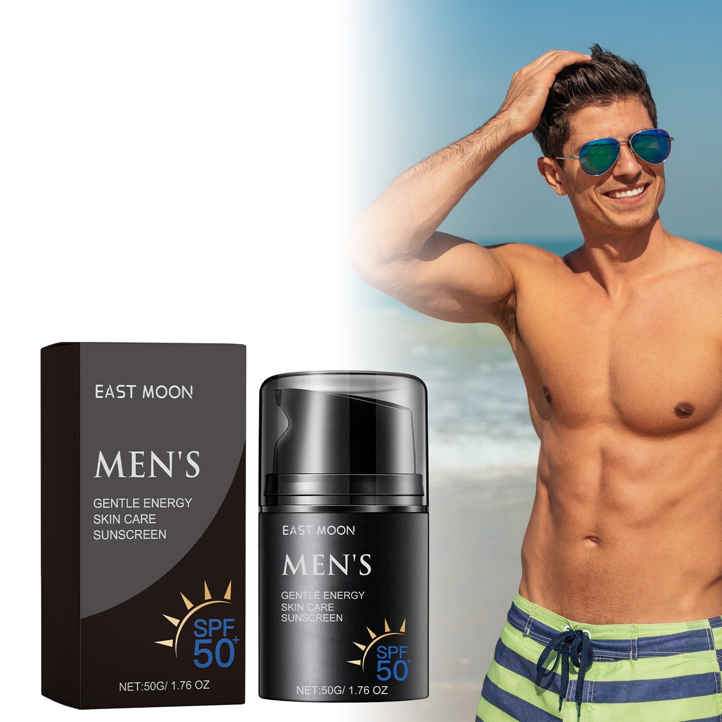 East Moon Enhanced Sunscreen For Men, Summer Outdoor Uv Protection Moisturizing Mild Refreshing Protective Cream