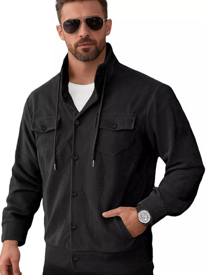 Men's Full Size Casual Corduroy Button-Down Jacket Plus Size