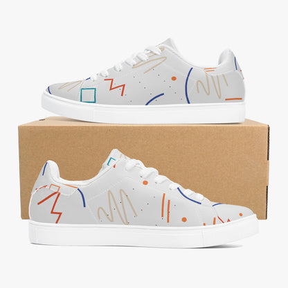 SHO-016GY-24 Classic Leather Sneakers - White Gray