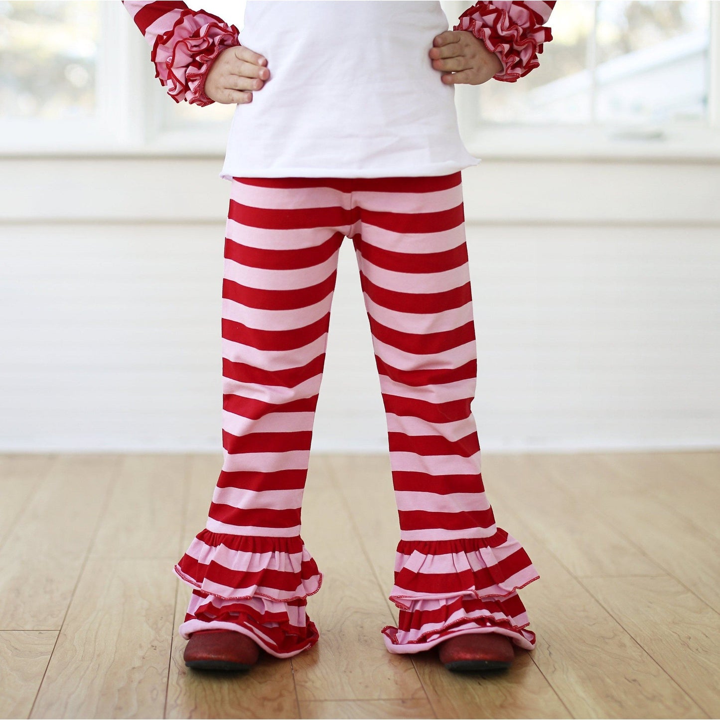Stripes Triple Ruffle Pants