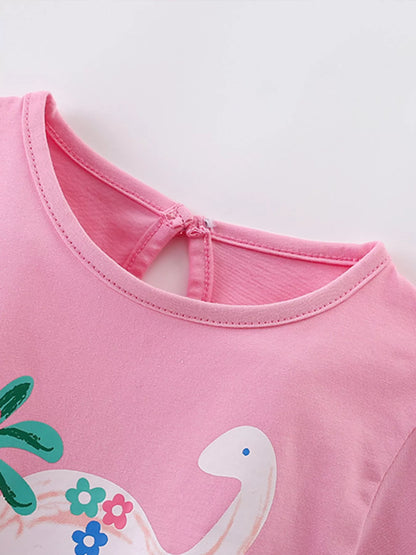 Children's Cute Dinosaur Graphic Short Sleeve T-Shirt