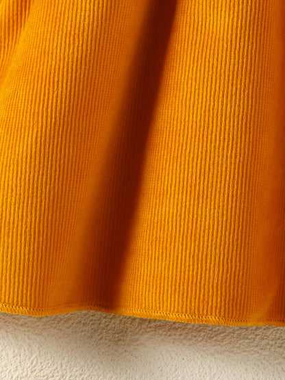 Children's Pumpkin Print Ruffle Dress with Bow Headband