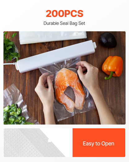 Vacuum Sealer Bags 200 PCS 8 X 12 Inch Non-BPA Food Grade Sealing Storage Bag