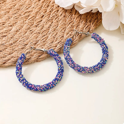 Sparkling Alloy Hoop Earrings