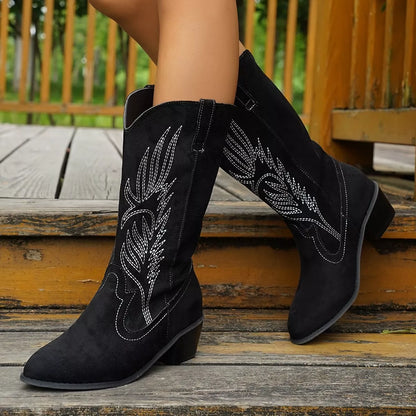 Point Toe Block Heels Boots