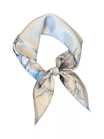 Floral Print Silk Square Scarf