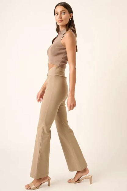 Mittoshop Surplice V Waist Flare Pants