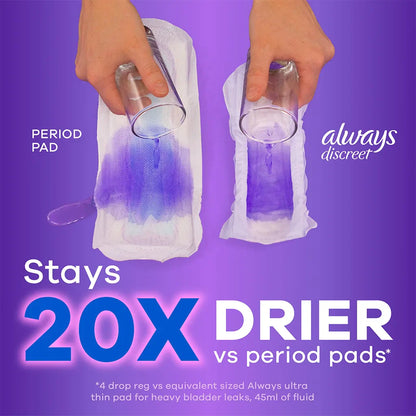Always Discreet Moderate Long Pads, 4 Drops