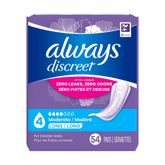 Always Discreet Moderate Long Pads, 4 Drops