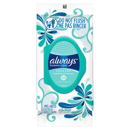 Always Feminine Wipes, Fresh & Clean, Soft Pack