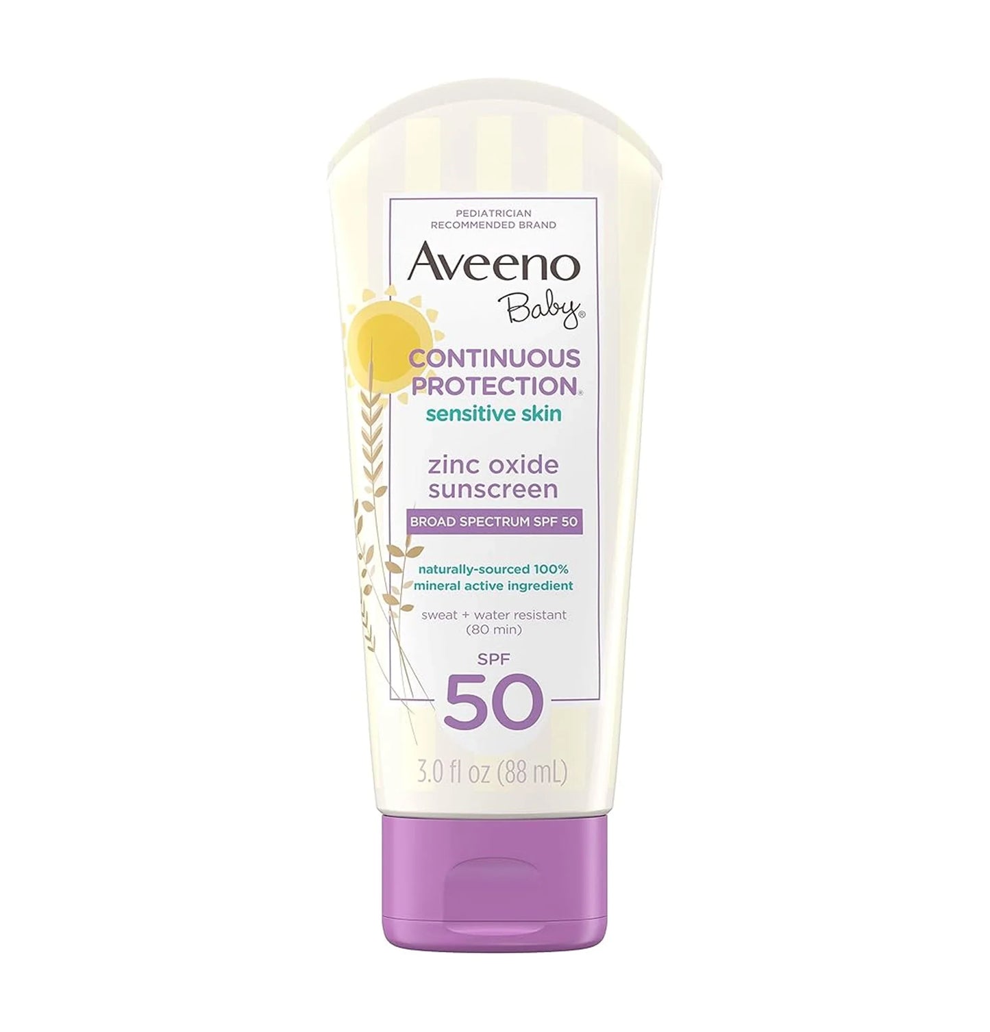 Aveeno Baby Continuous Protection Zinc Oxide Sunscreen SPF 50 3 fl oz - New