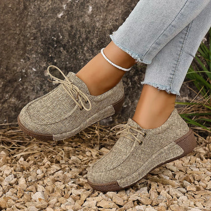 Round Toe  Lace-Up Sneakers