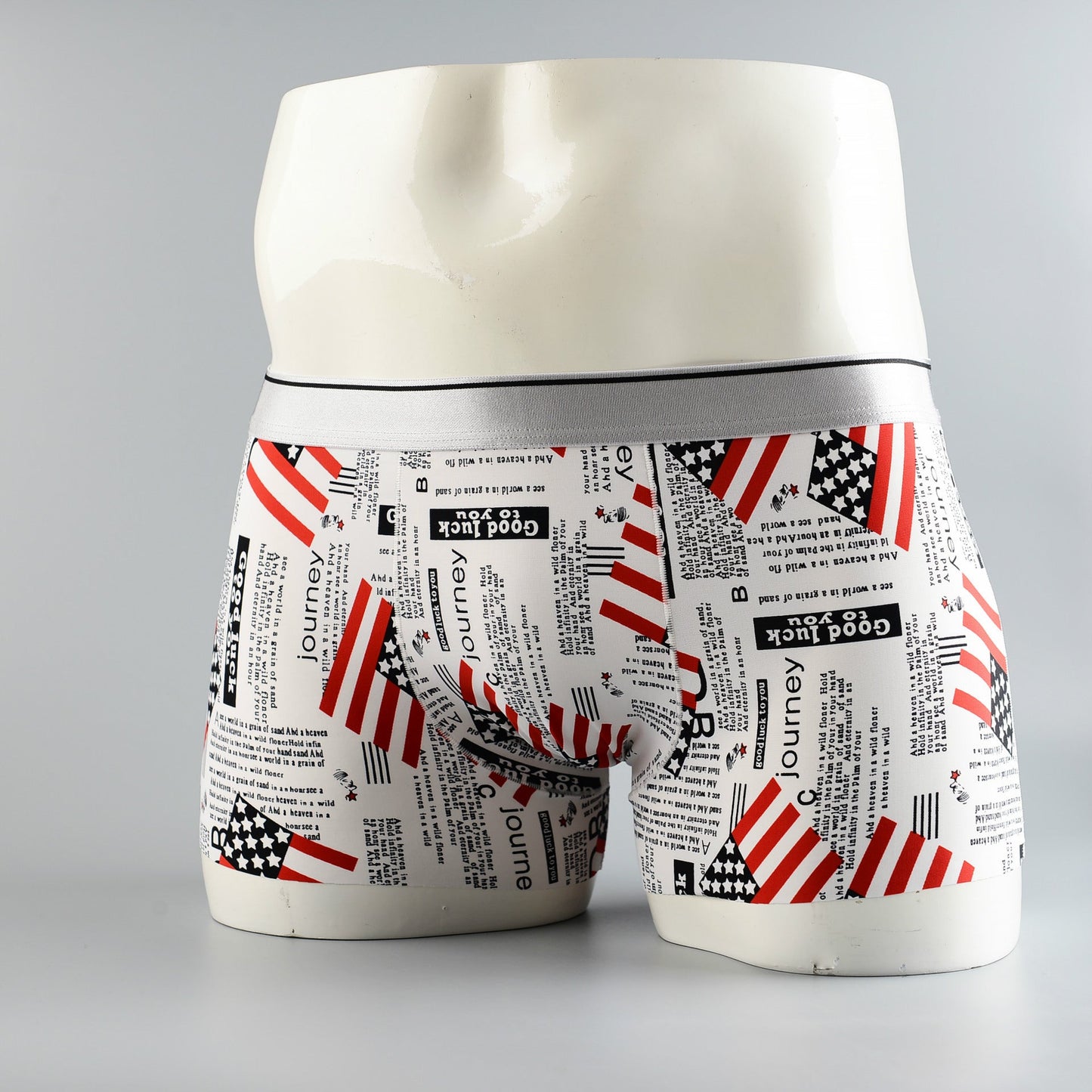 Cartoon Men's Boxer Panties Ice Silk Print Floral Mid-waist Breathable Boxers