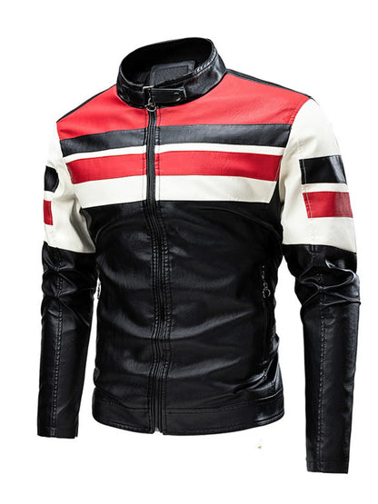 Men's Plus Size Contrast Zip Up Long Sleeve Jacket
