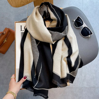 Raw Hem Contrast Scarf