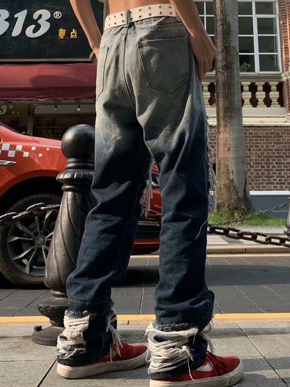 Men's Distressed Wash Loose Fit Jeans