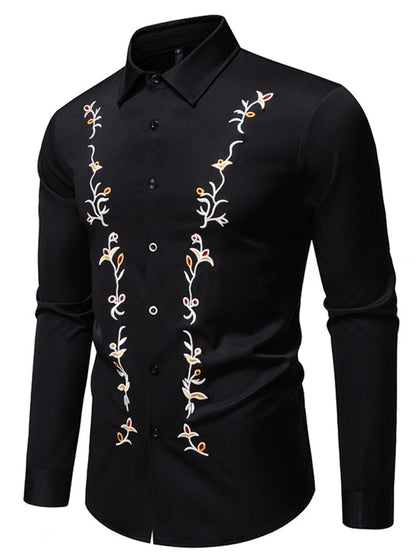 Men's Embroidered Long Sleeve Shirt
